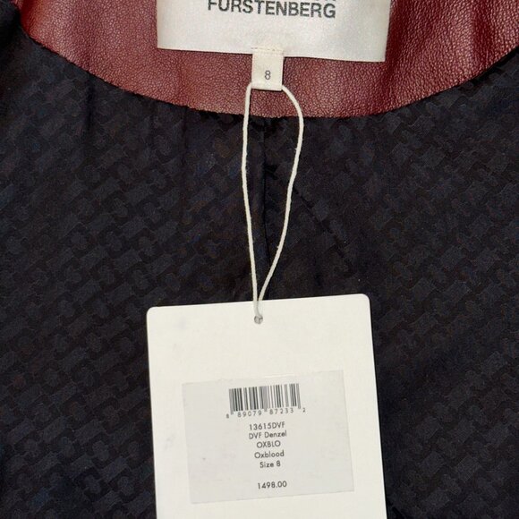 NWT- DVF Denzel Lamb Leather Jacket in Oxblood, sz 8, Brand New w Tags attached - Picture 7 of 10